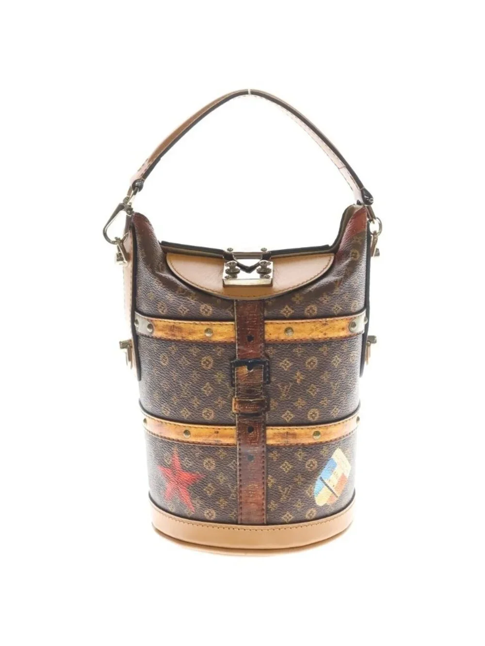 Louis Vuitton Monogram Trompe L'oeil Duffle Leather 2-Way Silver Brown